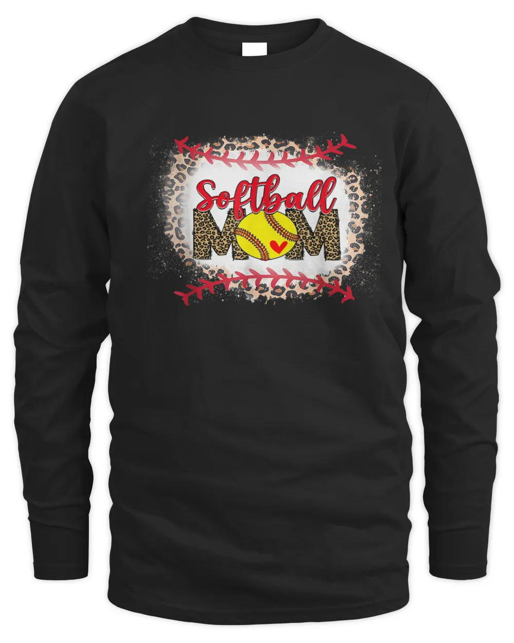 Baseball Mom Leopard Funny Softball Mom Mother's Day 2023 T-Shirt (1) Men's Long Sleeved T-Shirt black s