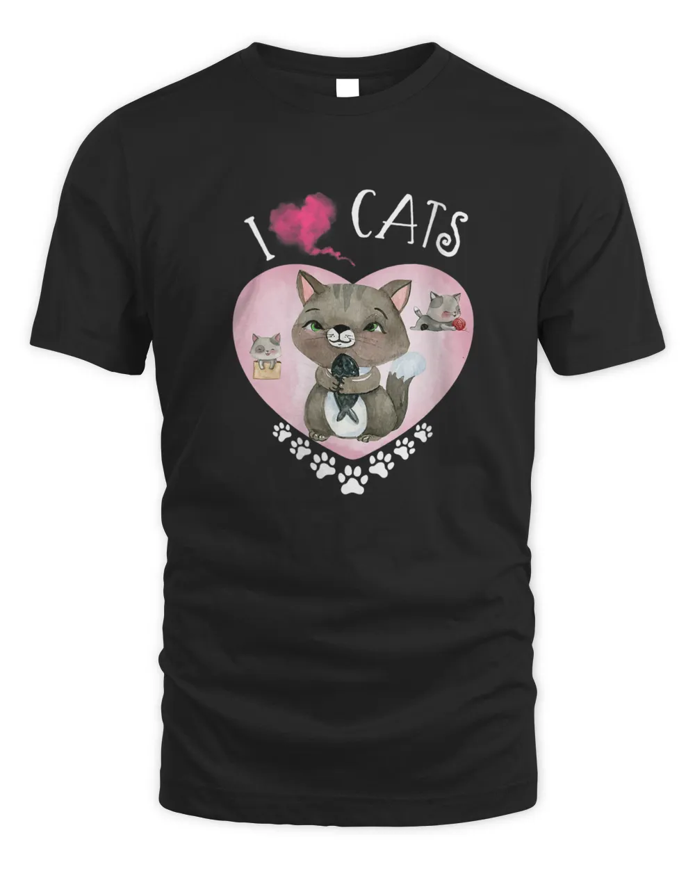 Womens Cats 365 I Love My Cats V-Neck T-Shirt Unisex Standard T-Shirt black s