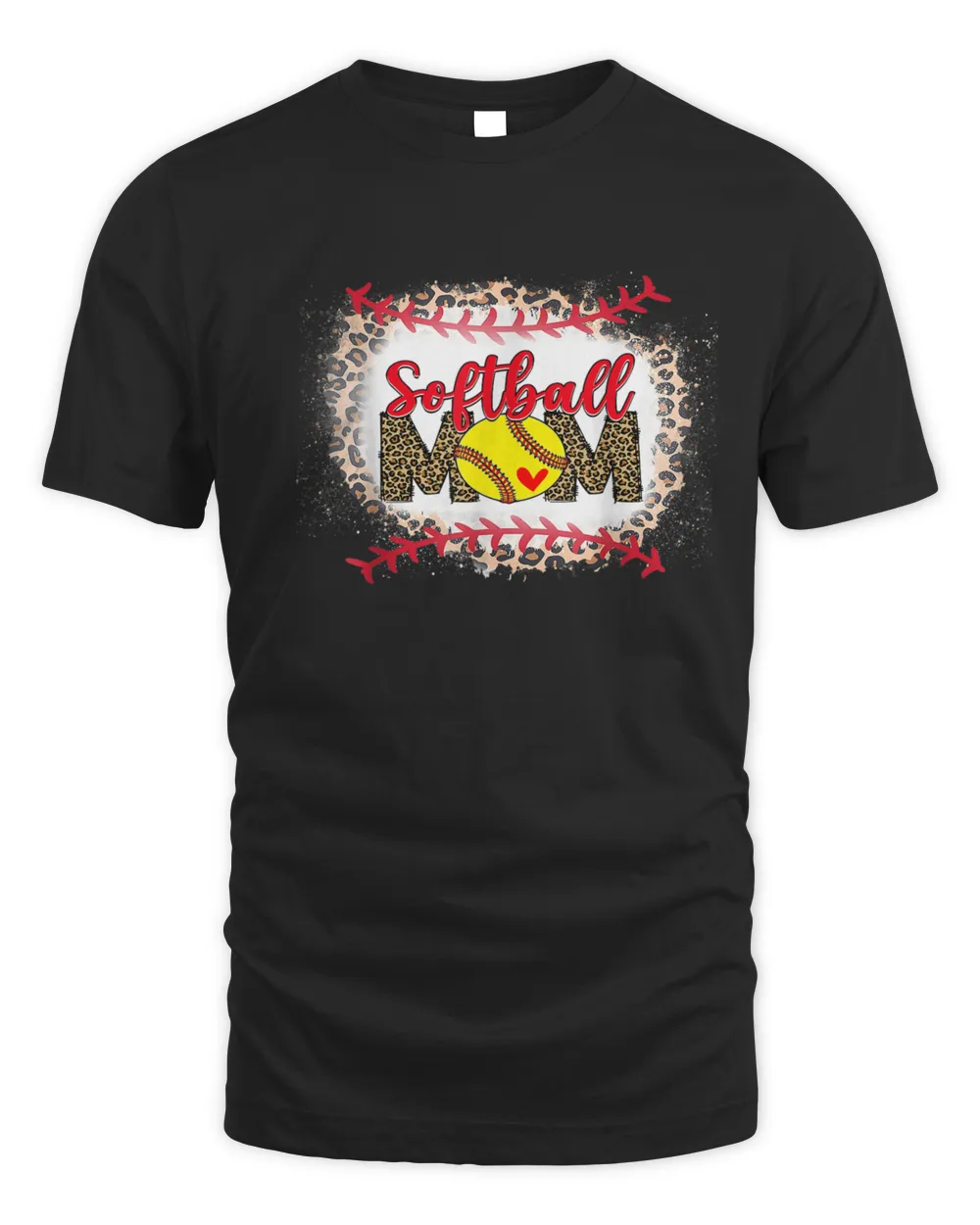Baseball Mom Leopard Funny Softball Mom Mother's Day 2023 T-Shirt (1) Unisex Standard T-Shirt black s