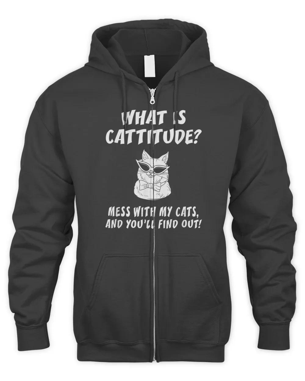 What Is Cattitude Animal Cats T-shirt Funny Cat Tee Men's Zip Hoodie black s