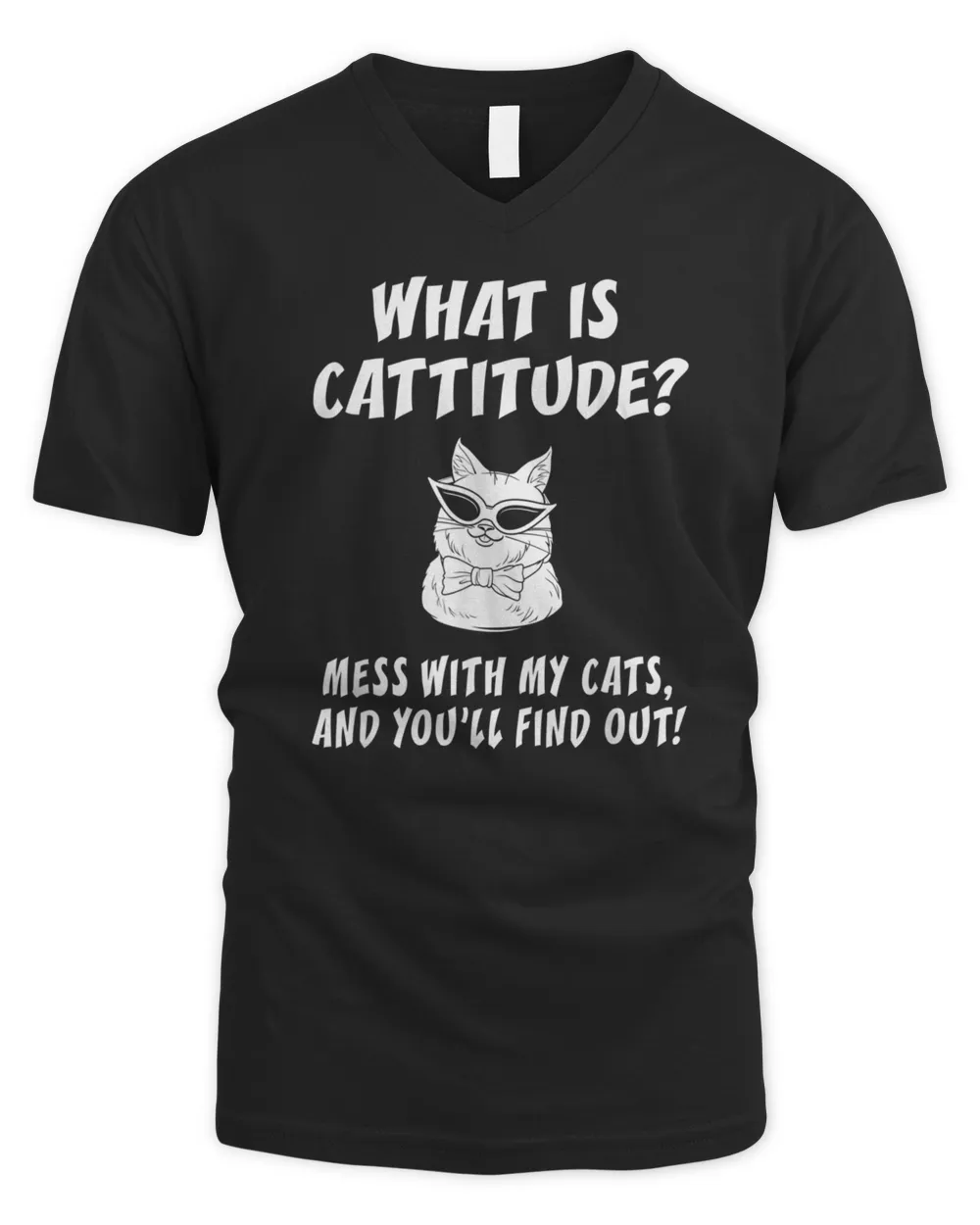 What Is Cattitude Animal Cats T-shirt Funny Cat Tee Men's V-Neck T-Shirt black s