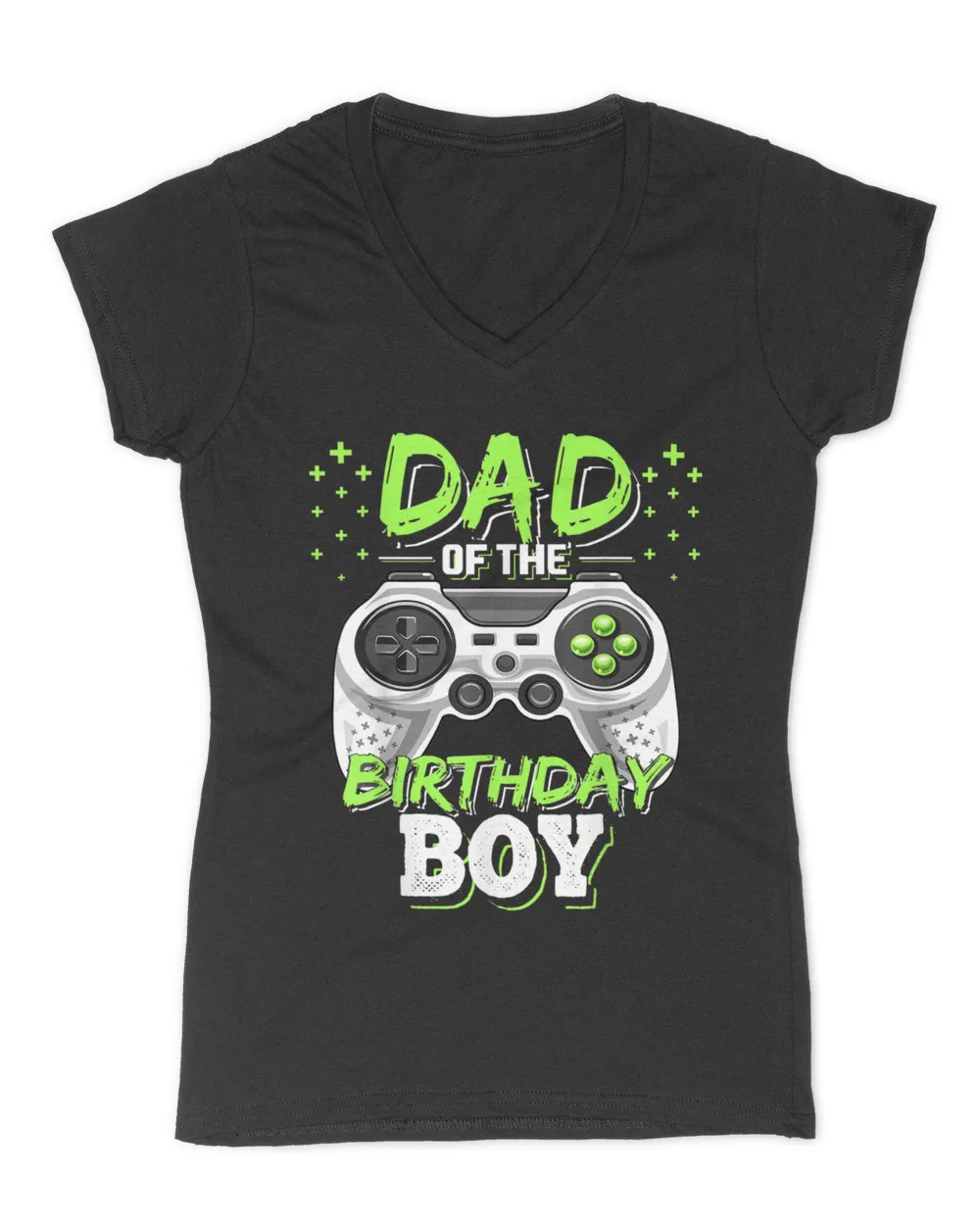 Mens Dad of the Birthday Boy Matching Video Gamer Birthday Party T-Shirt Women's V-Neck T-Shirt black s