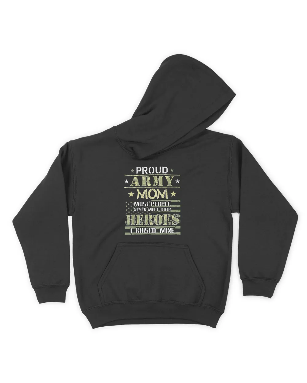 Proud Army Mom I Raised My Heroes Camouflage Graphics Army T-Shirt Kids Pullover Hoodie black xs