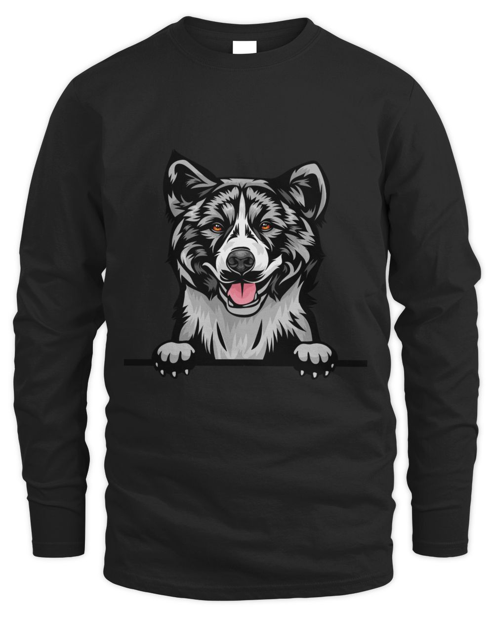 Animal Dog Akita kkkfv5abcm Color Peeking Men's Long Sleeved T-Shirt black s