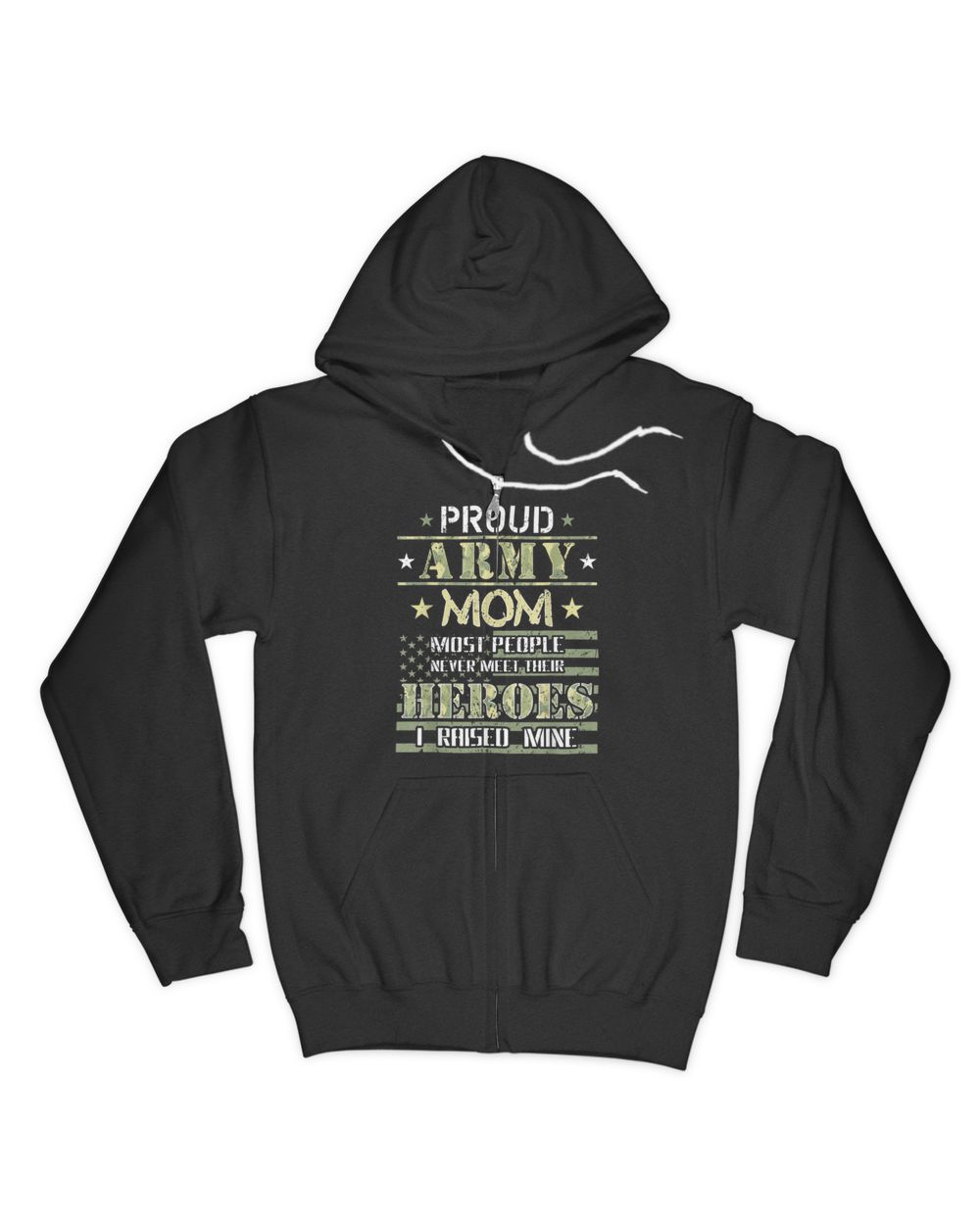 Proud Army Mom I Raised My Heroes Camouflage Graphics Army T-Shirt Men's Zip Hoodie black s