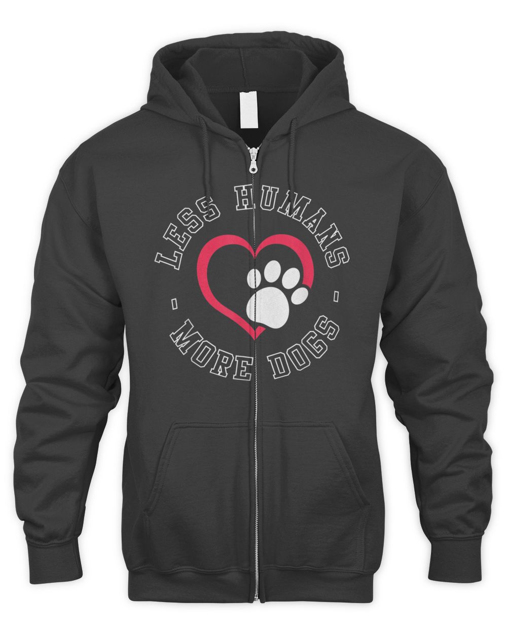 Less Humans - More Dogs - Funny Dog Lover Humour T-Shirt Men's Zip Hoodie black s