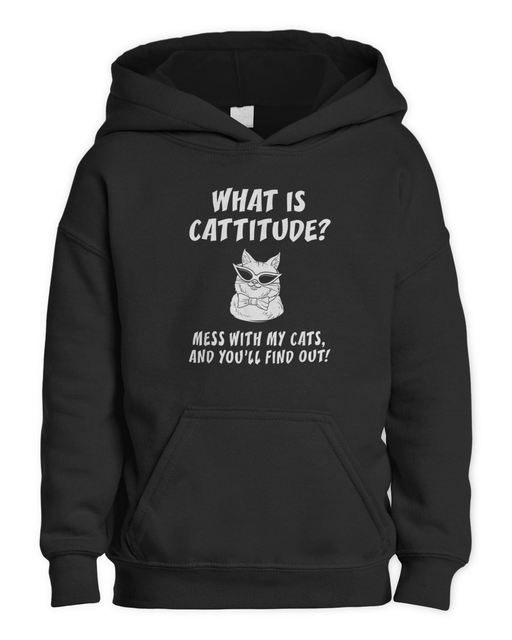 What Is Cattitude Animal Cats T-shirt Funny Cat Tee Kids Pullover Hoodie black xs