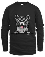 Animal Dog Akita kkkfv5abcm Color Peeking Men's Long Sleeved T-Shirt black s