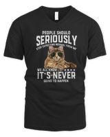 Womens Cat People Should Seriously Graphic Gift Idea Humor Novelty V-Neck T-Shirt Men's V-Neck T-Shirt black s