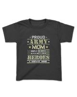 Proud Army Mom I Raised My Heroes Camouflage Graphics Army T-Shirt Kids Standard T-Shirt black xs