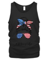 Mom Life Messy Bun America Flag Mothers Day Gift 4th Of July T-Shirt Men's Tank Top black s